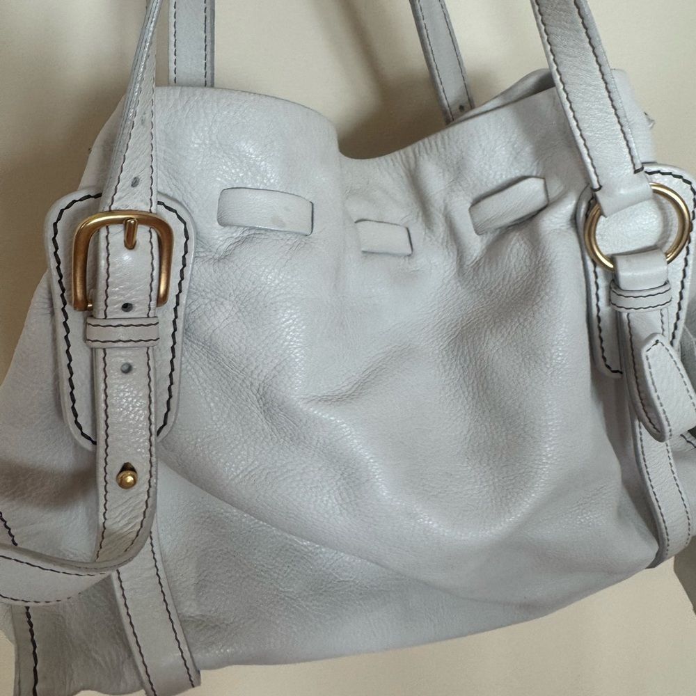 Miu Miu white leather tote bag ribbon - Picture 7 of 8